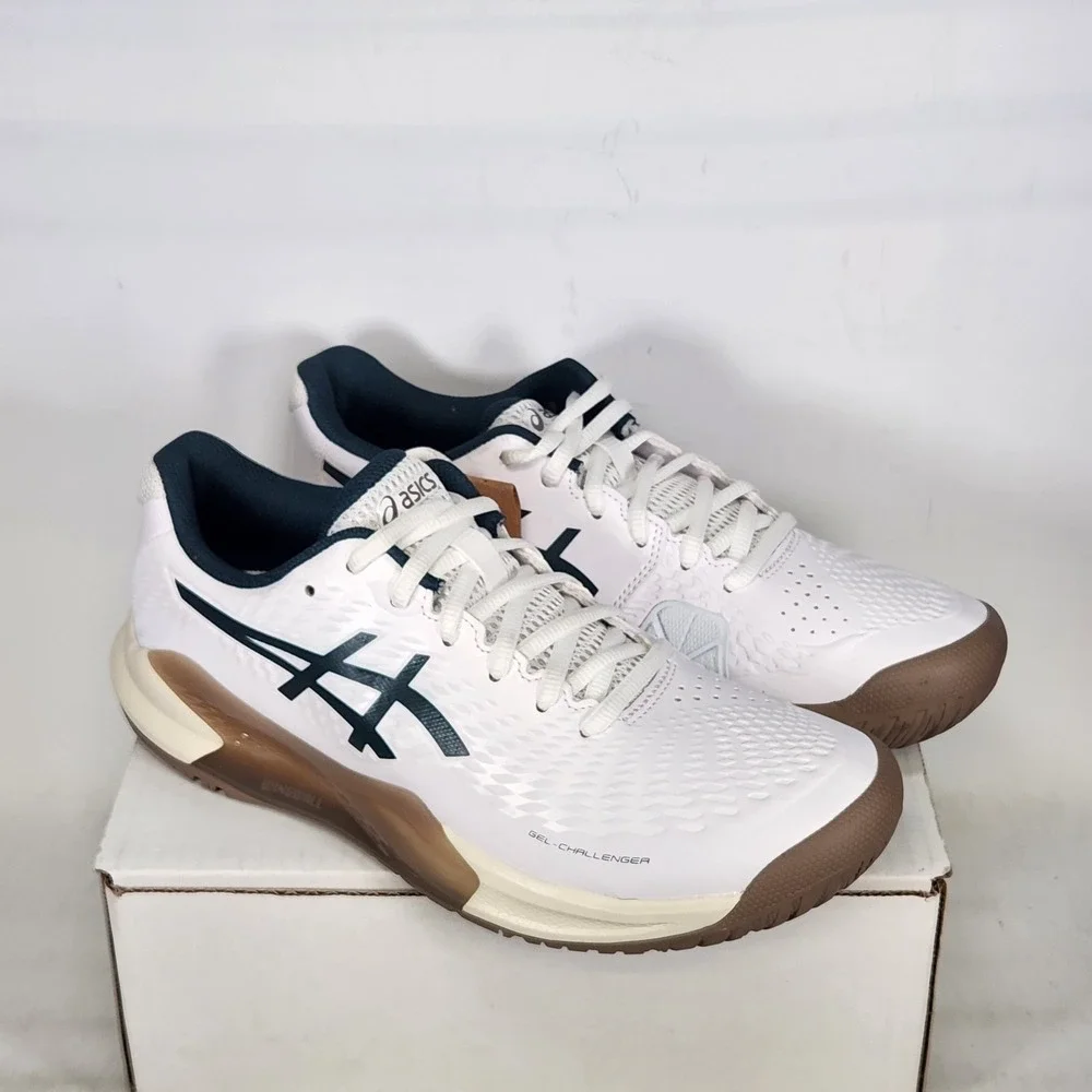 Asics Gel-Challenger 14 Tennis Shoes Men Size 7 White Saxon Green 1041A405-104